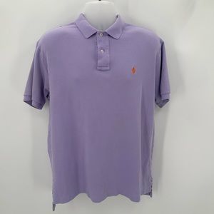 POLO RALPH LAUREN Shirt Mens L Purple Short Sleeves Cotton - FLAWS